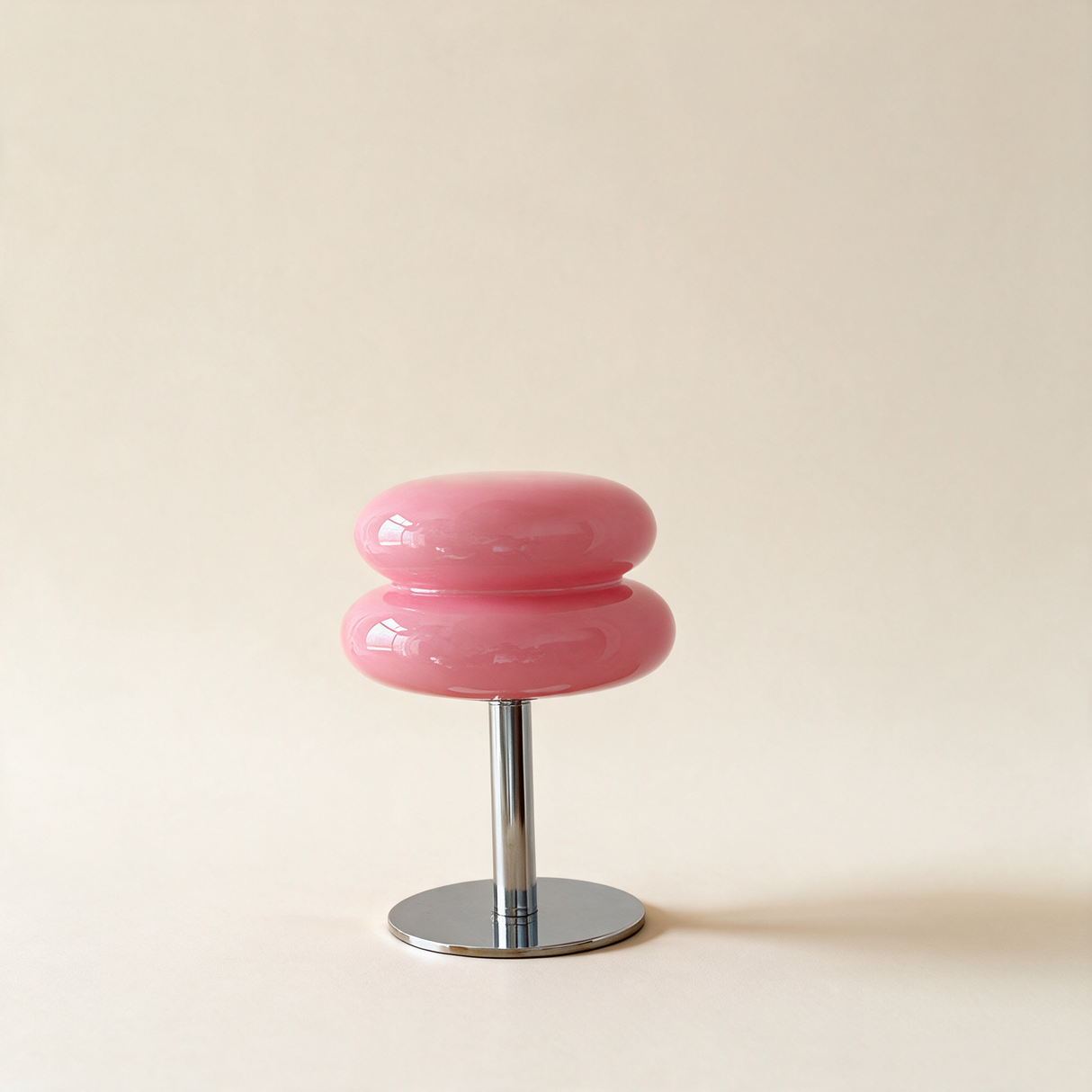 Amara Chrome & Glass Table Lamp — Pink hero