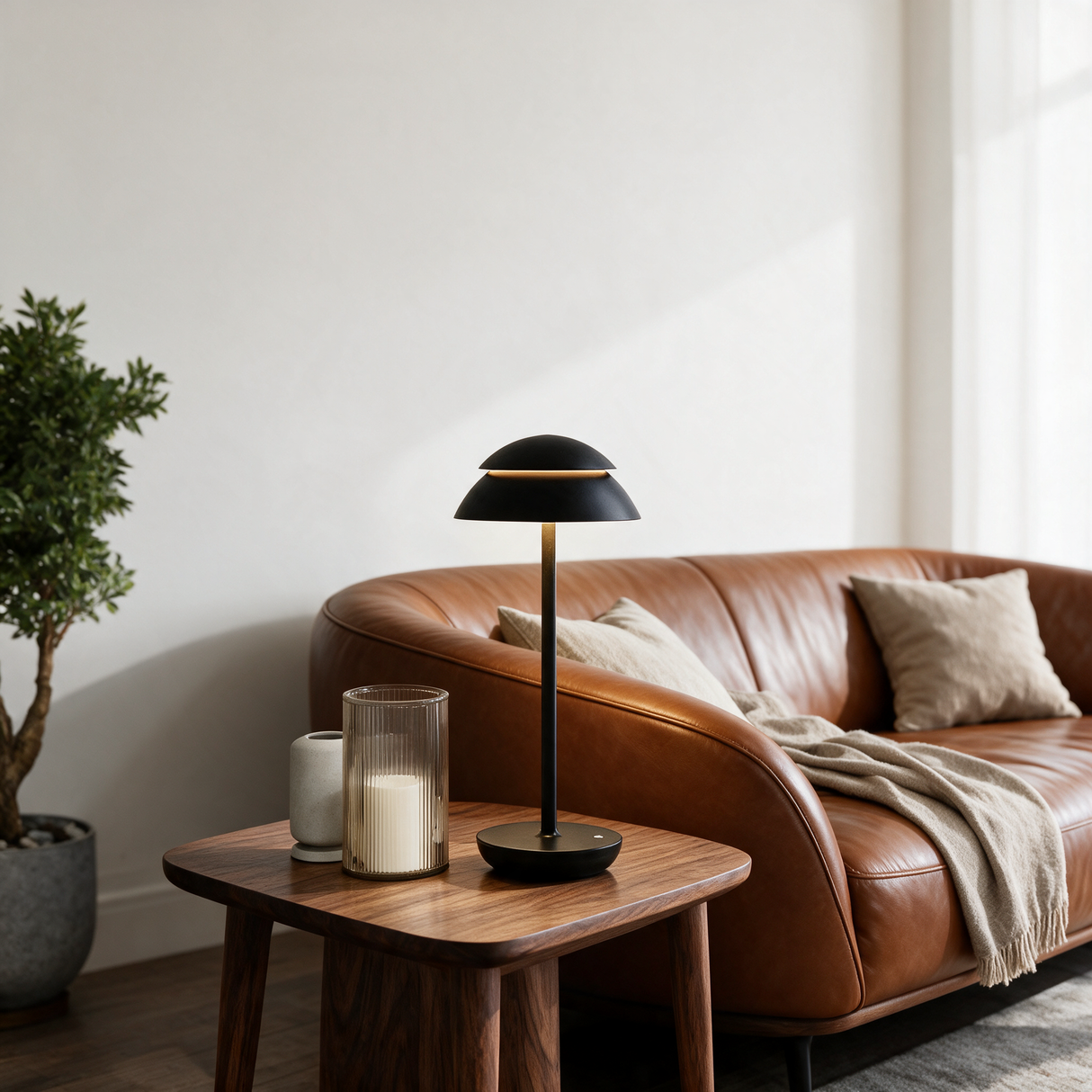 Nomad Cordless Table Lamp — sofa side lifestyle