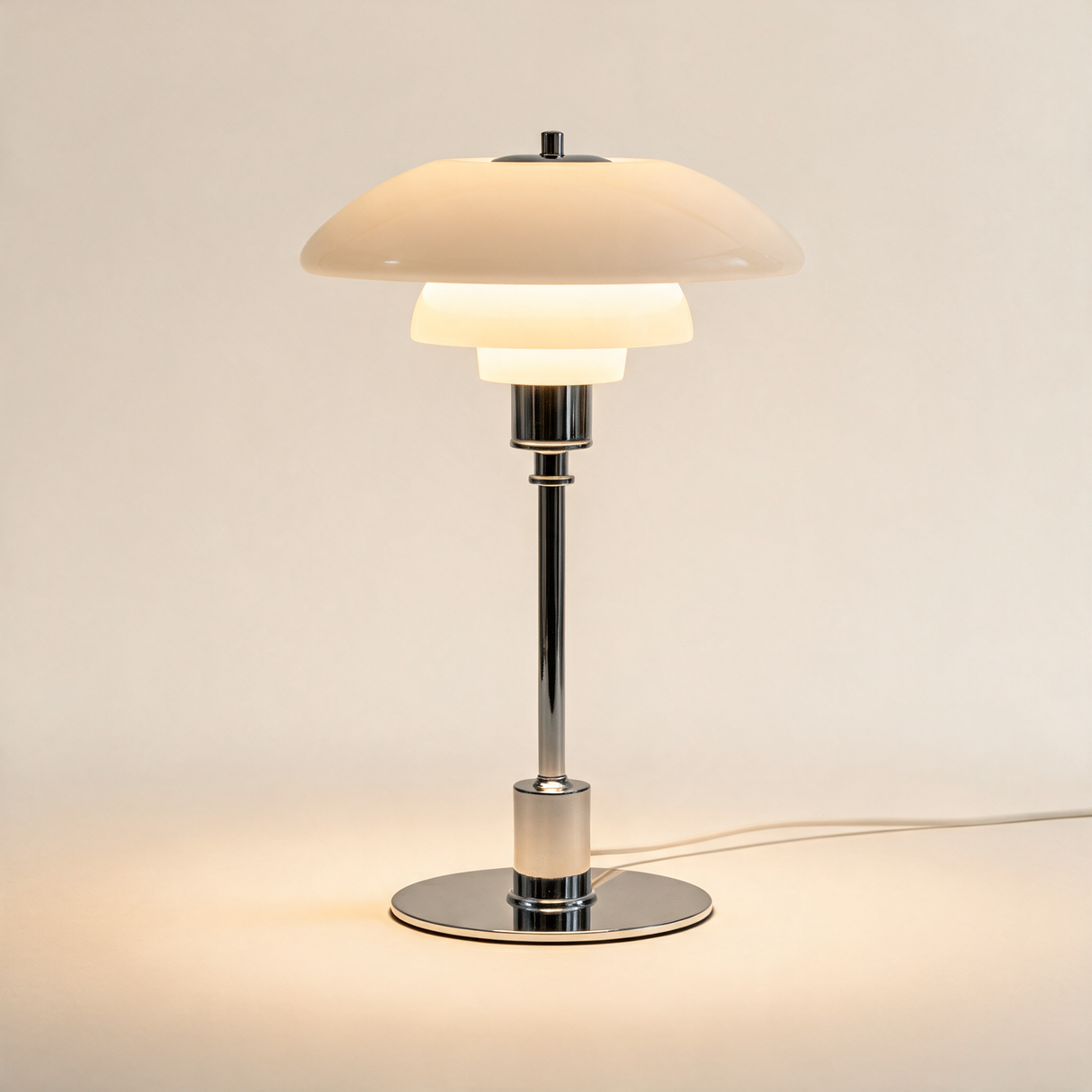 Nordic Glass Table Lamp — White/Silver hero