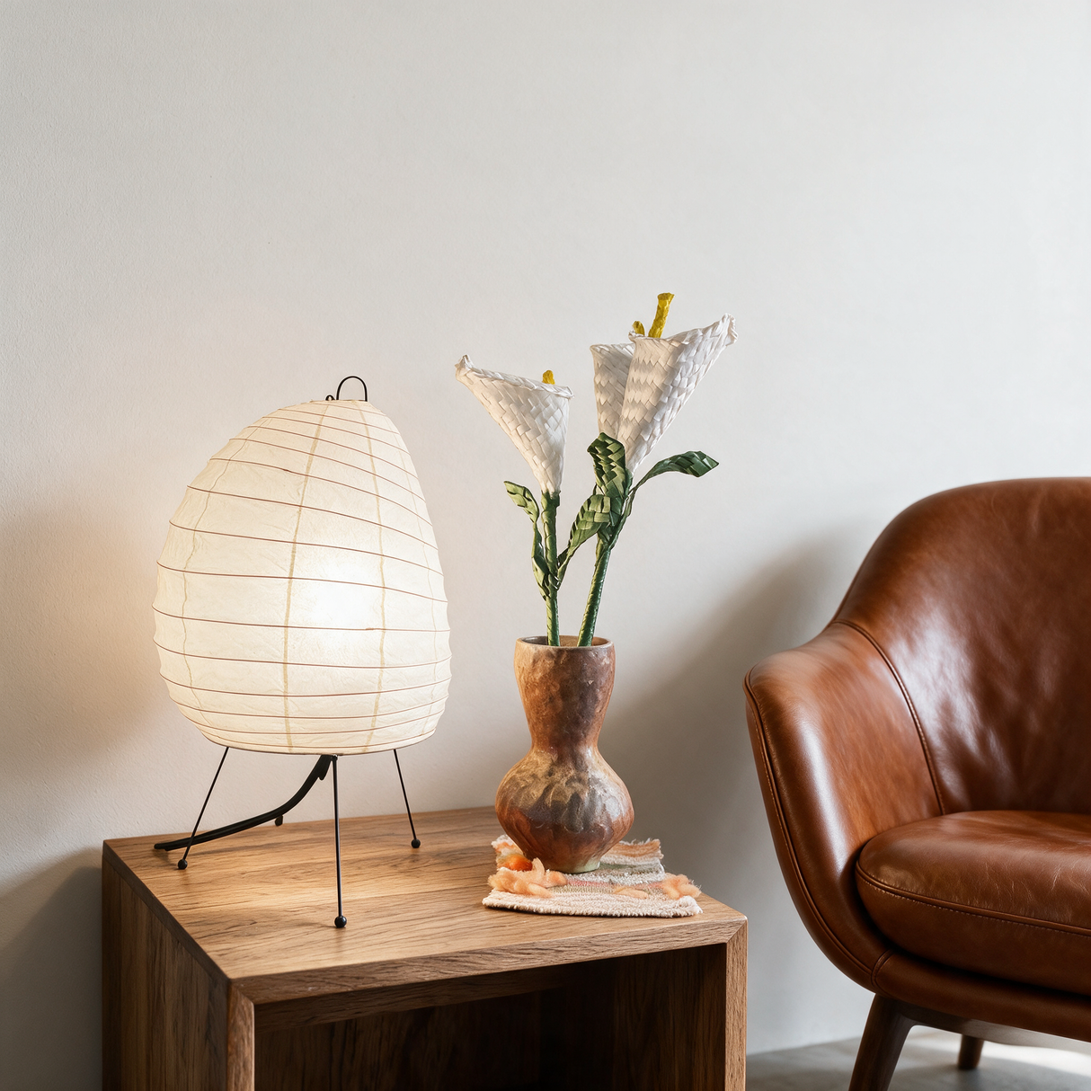 Washi Tripod Table Lamp — side table lifestyle