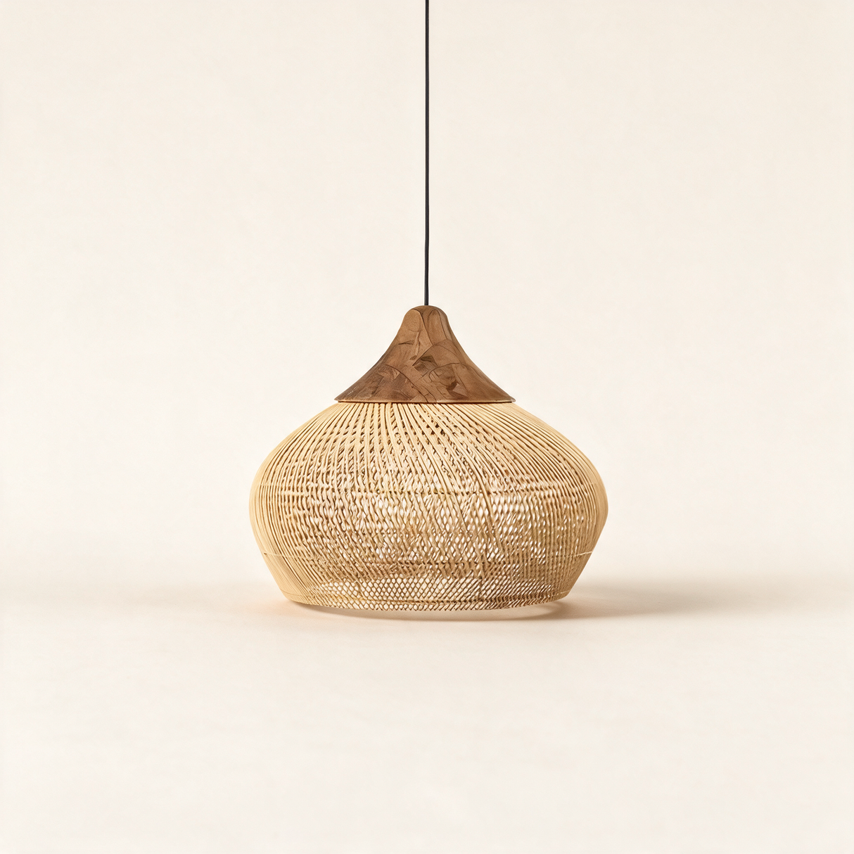 Java Rattan Pendant Light — Dark wood Natural rattan main Model C