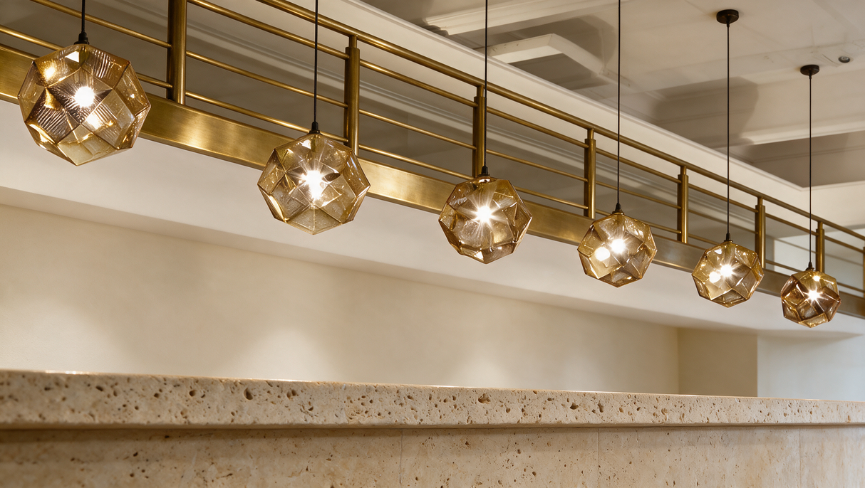 Aurora Geometric Pendant Light — bar counter lifestyle