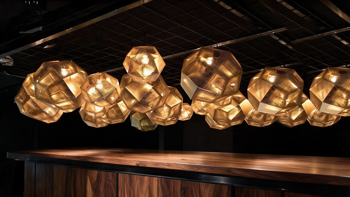 Aurora Geometric Pendant Light — restaurant bar lifestyle