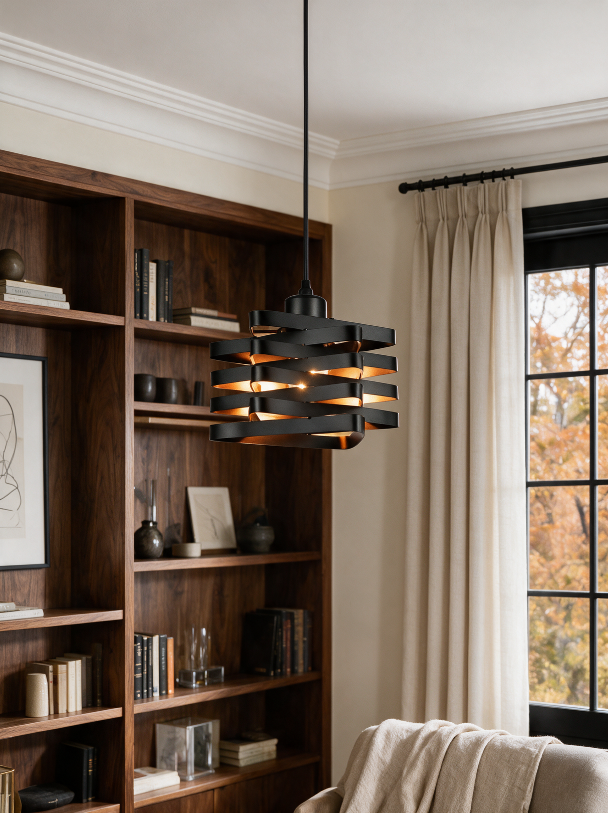 Twist Ribbon Pendant Light — reading nook lifestyle