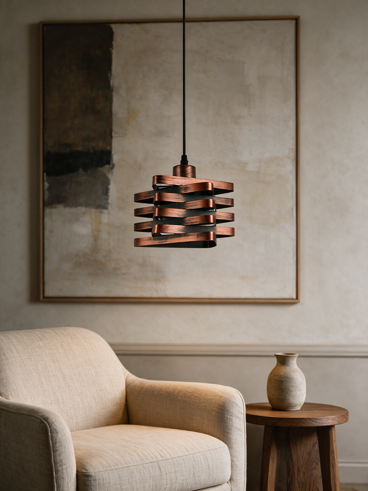 Twist Ribbon Pendant Light — reading corner lifestyle