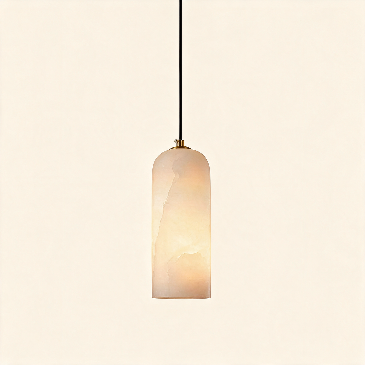 Alabaster Capsule Pendant Light — stone veining detail