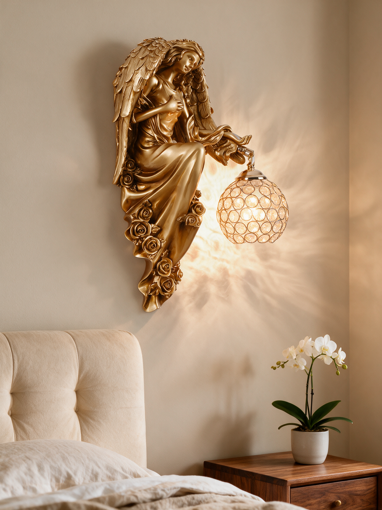 Seraphina Crystal Wall Sconce - lifestyle image in bedroom