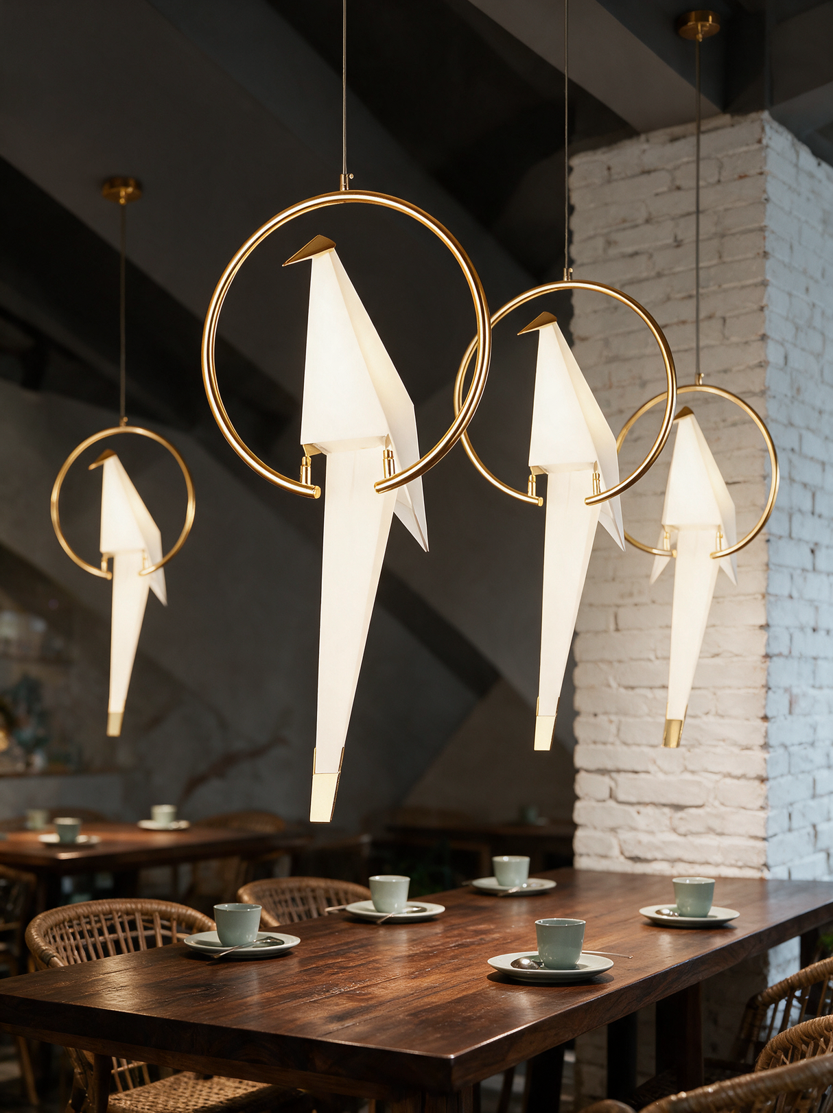 Origami Crane Accent Light - lifestyle image in dining room