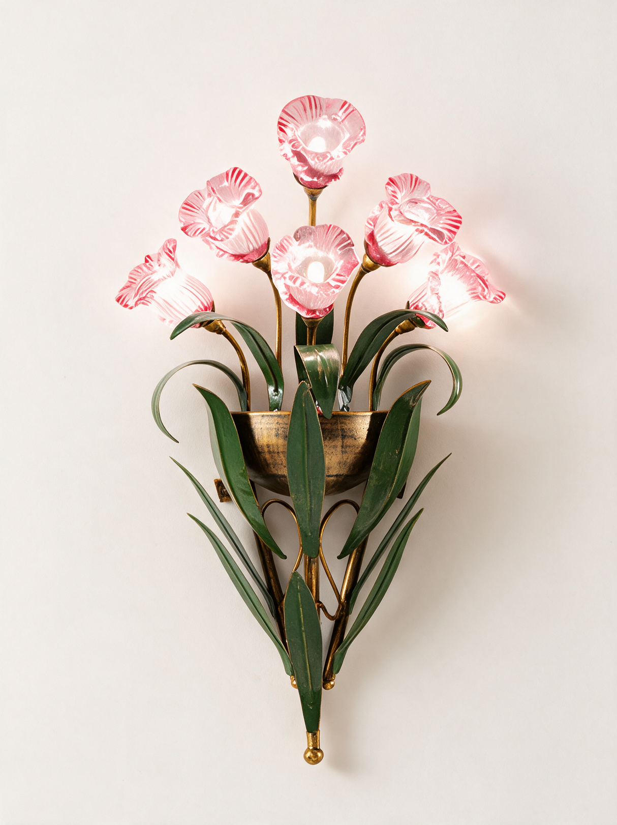 Glass Flower Wall Sconce - hero product shot (pink)
