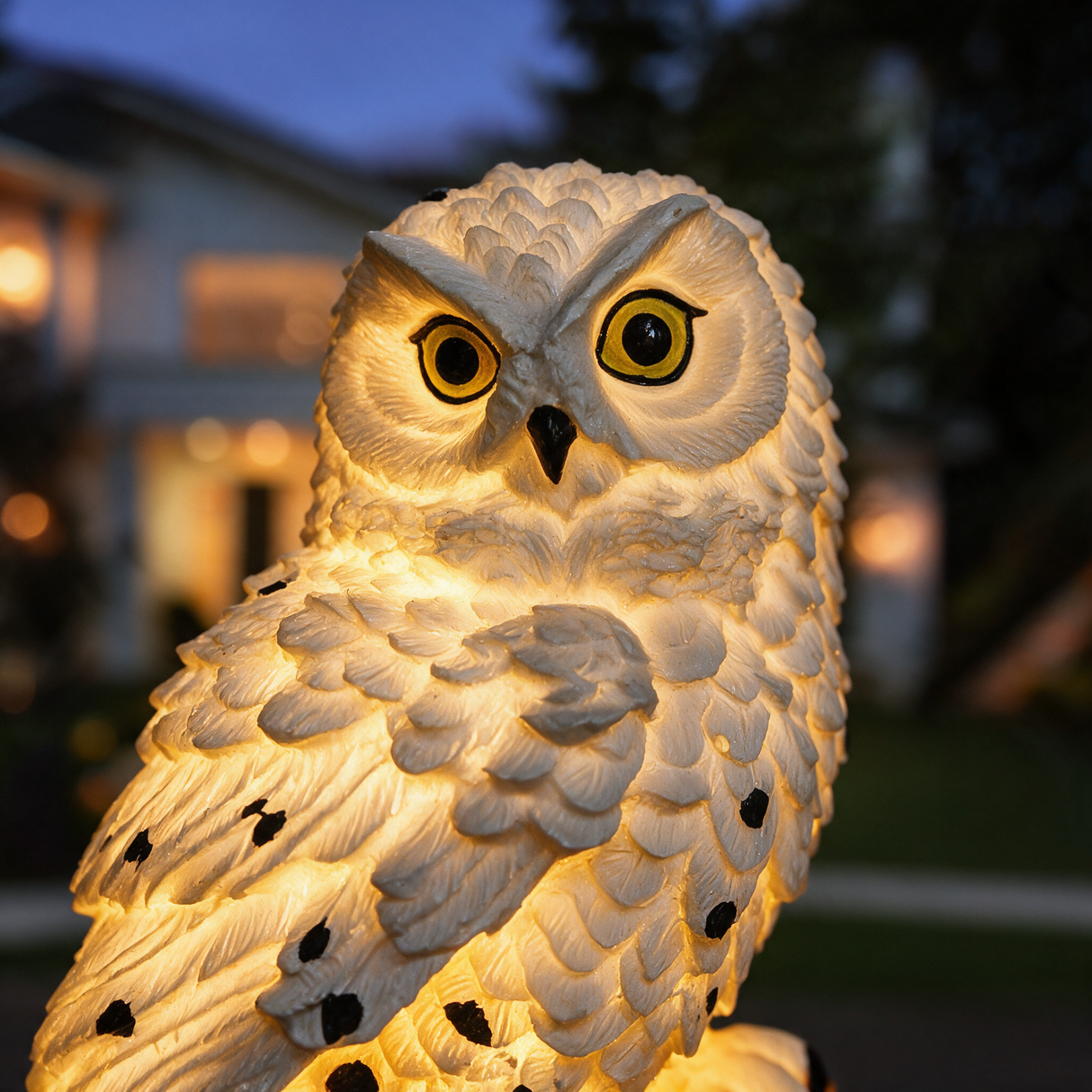 Sentry Owl Solar Light - macro detail shot
