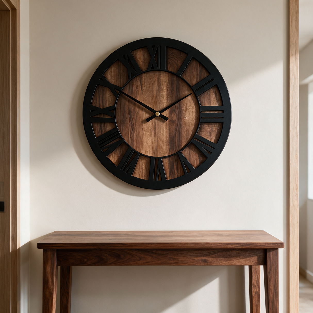 Ridgeline Wall Clock - lifestyle image above hallway console