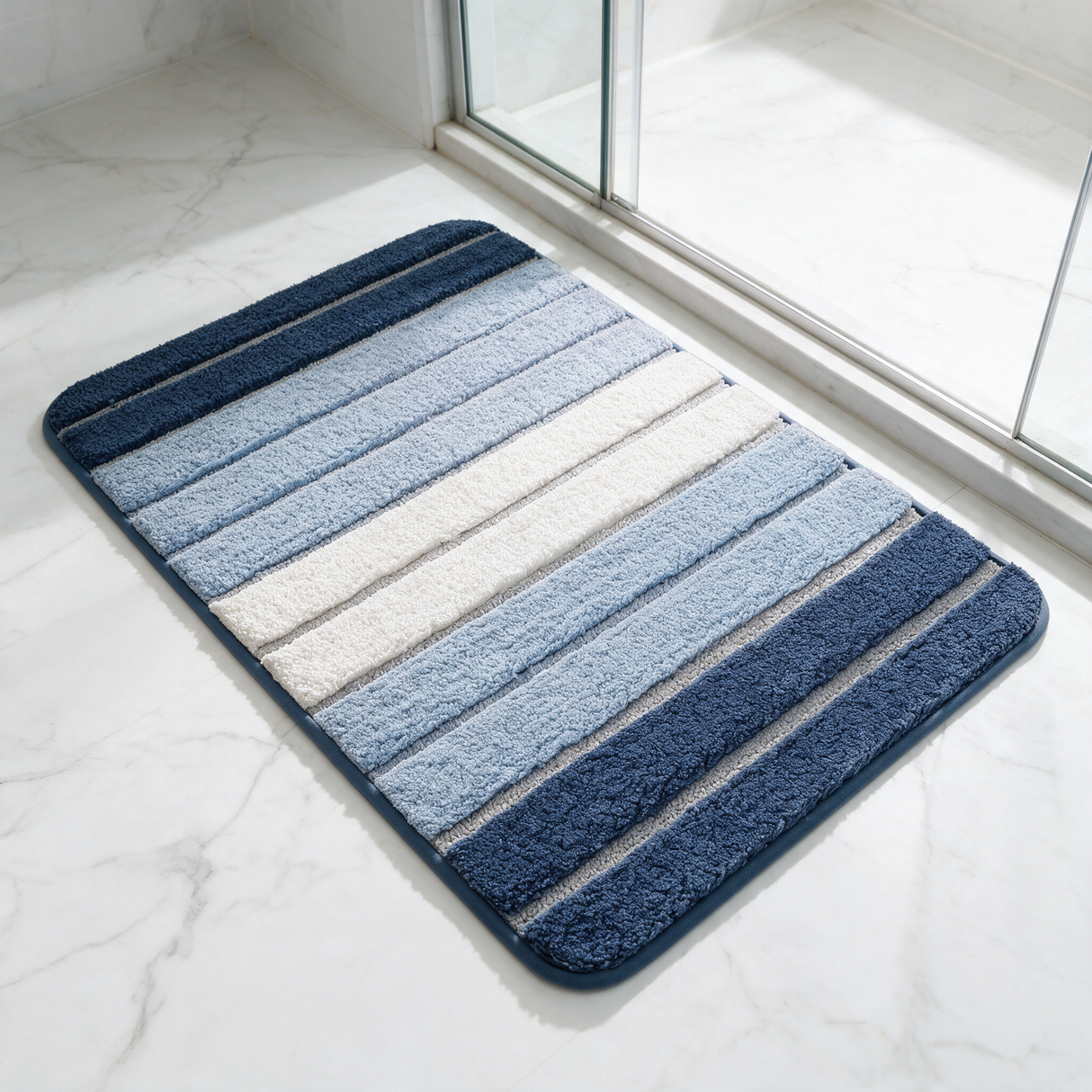 Aura Microfiber Bath Rug - Blue