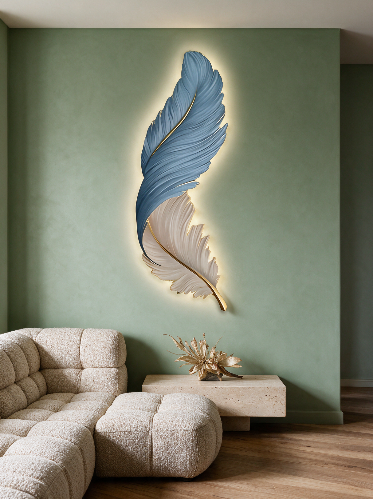 Art Deco Feather Wall Sconce