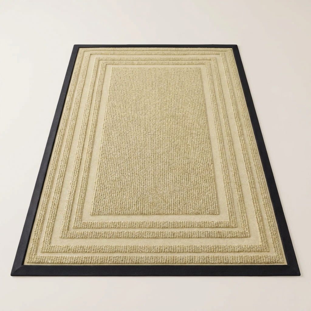 Layered Jute Border Area Rug - Beige