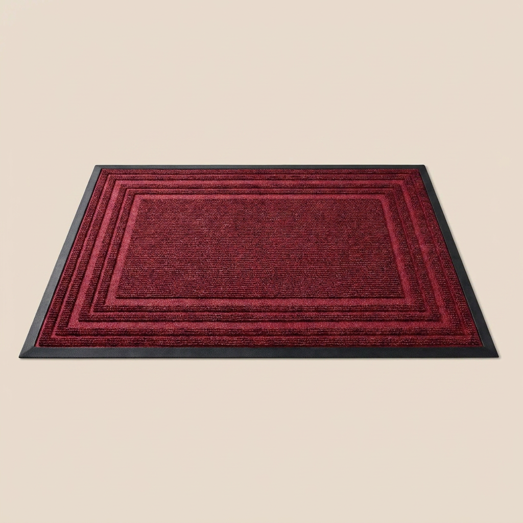 Layered Jute Border Area Rug - Red