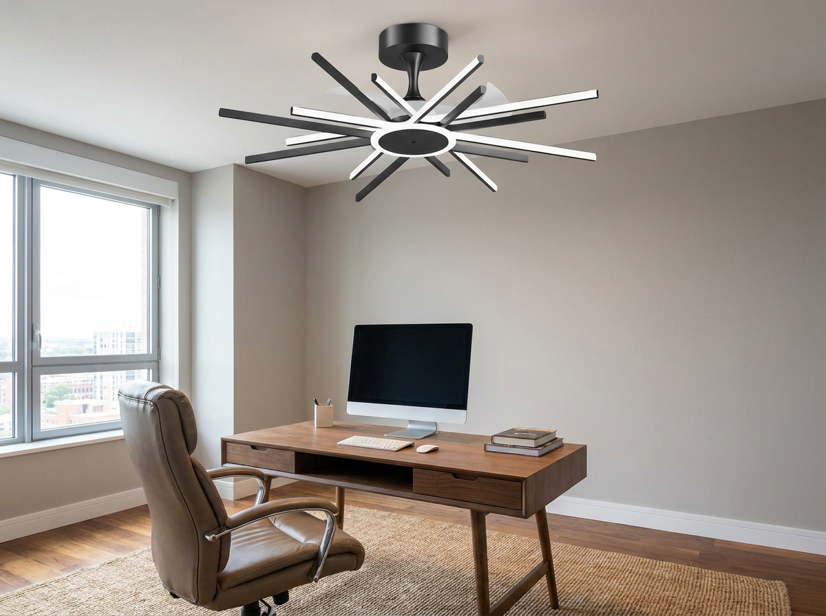 Starburst Ceiling Fan Light in home office