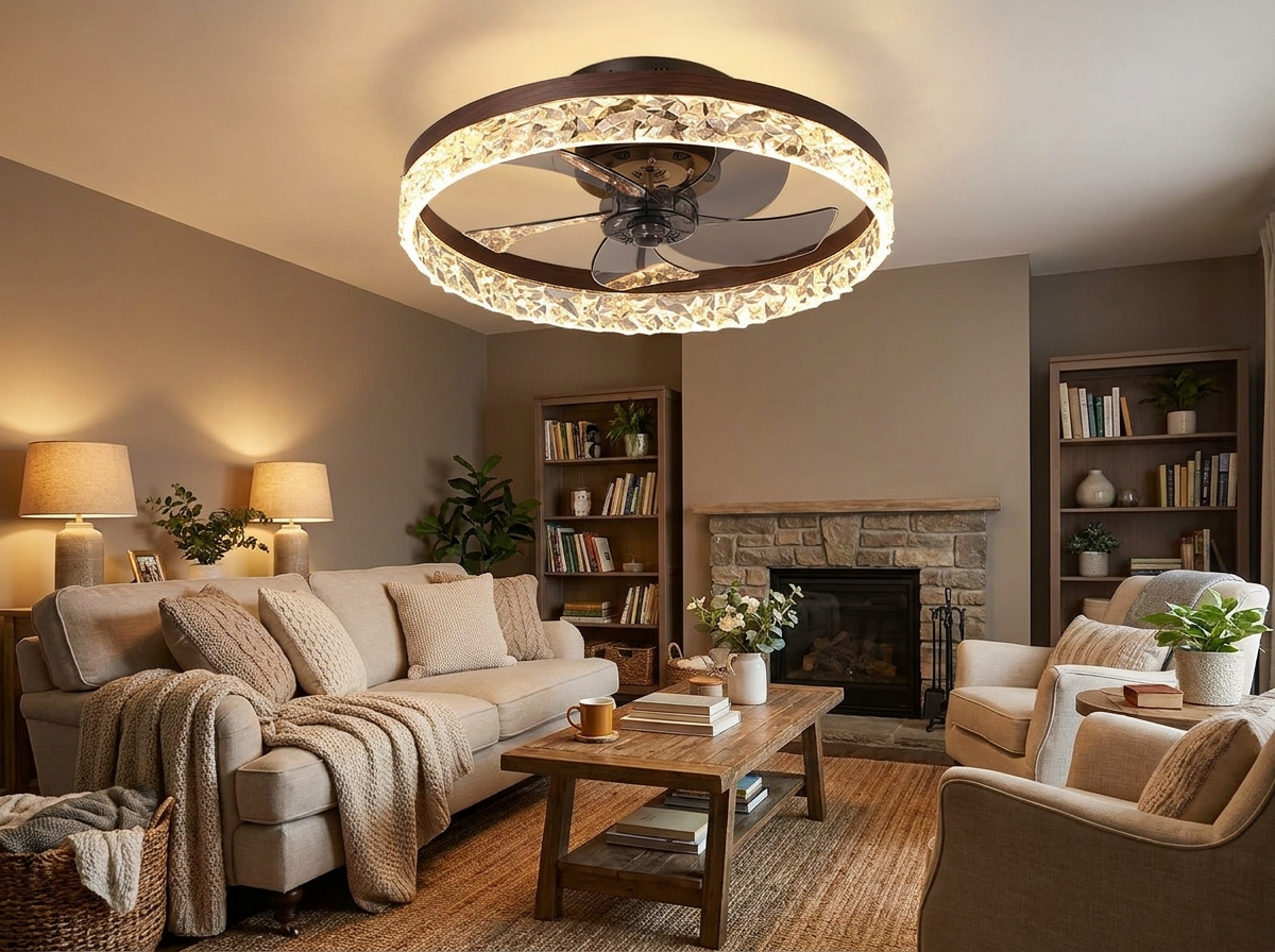 Elegant Retro Ceiling Fan Light in living room