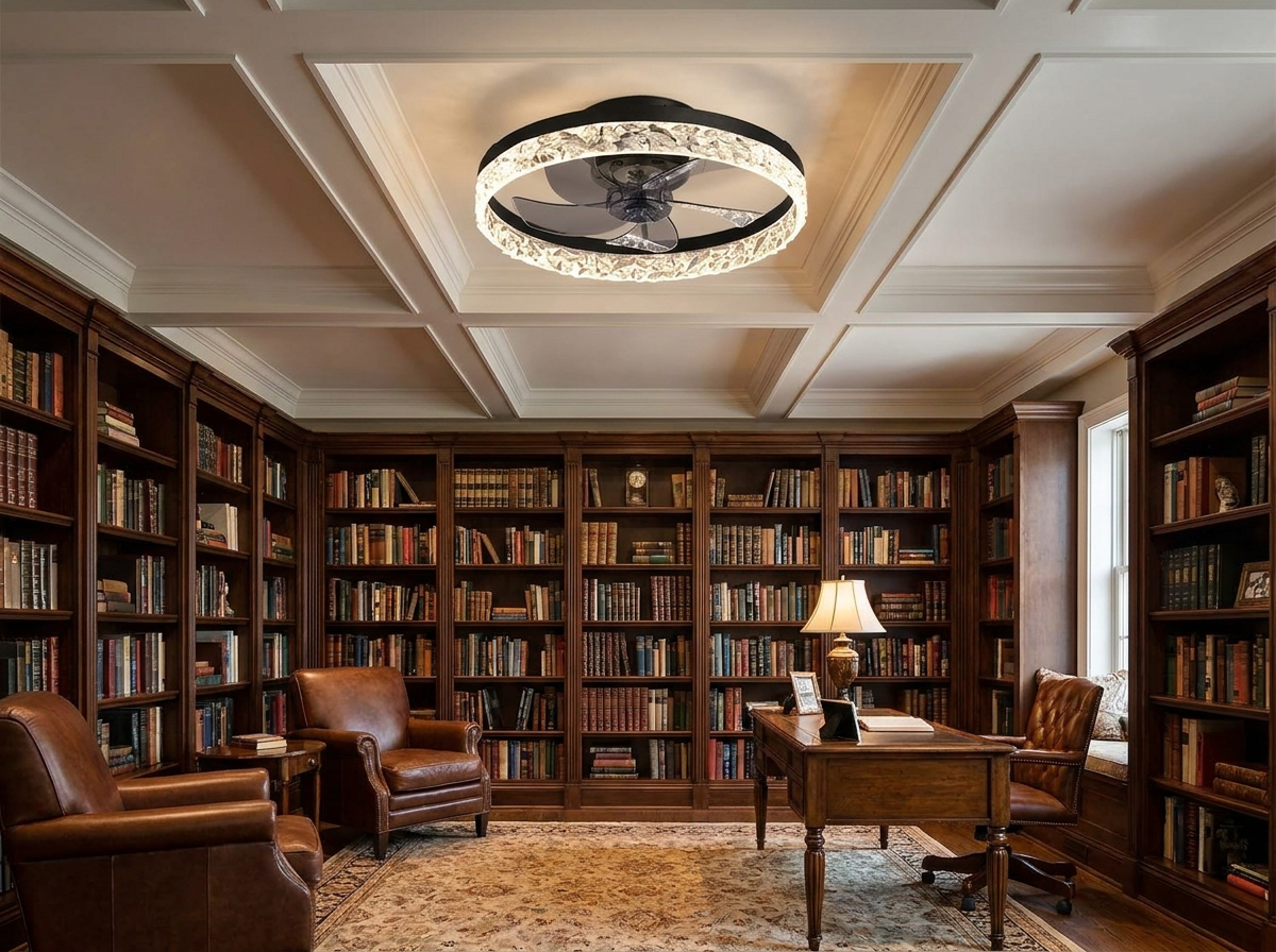 Elegant Retro Ceiling Fan Light in study
