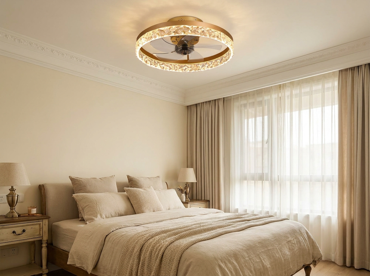 Elegant Retro Ceiling Fan Light in guest bedroom