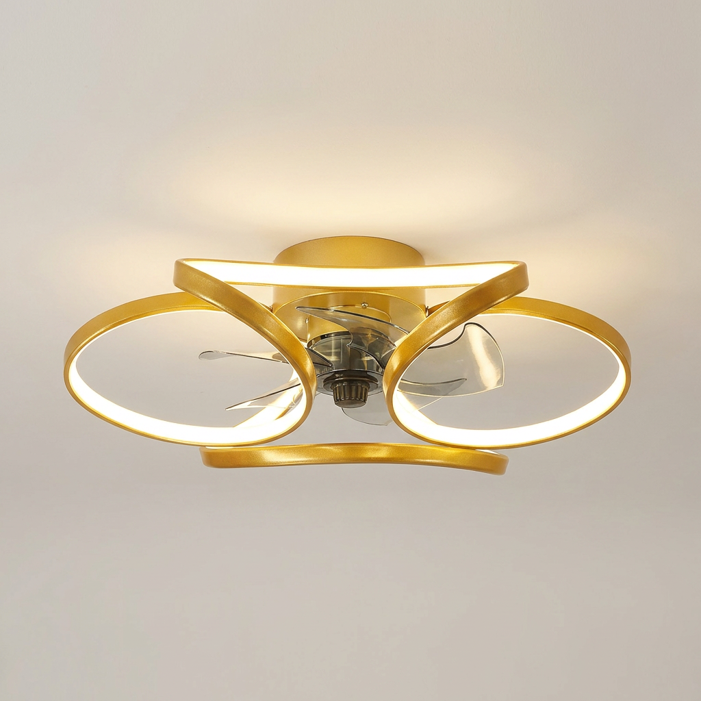 Elegant flower ceiling fan - Gold finish hero shot