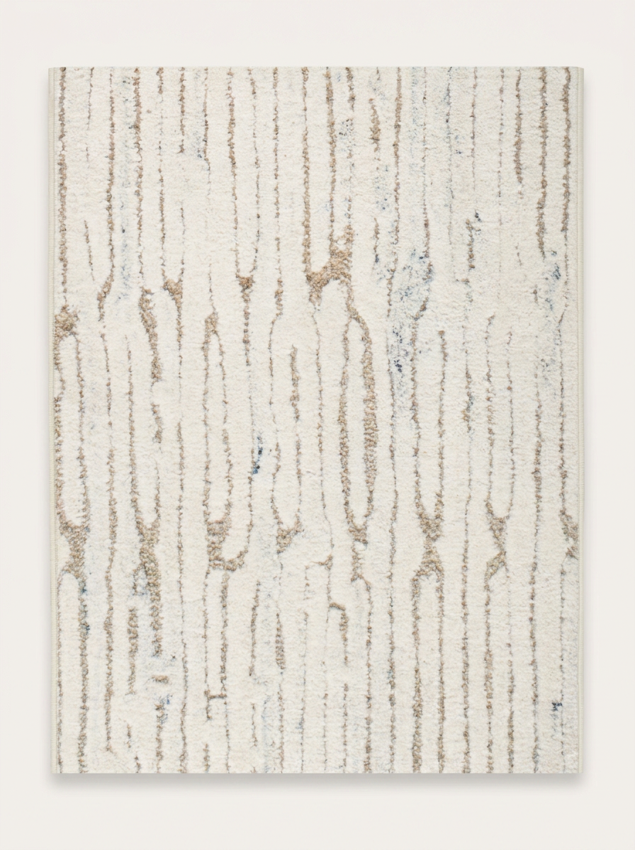 Oatmeal irregular-stripe washable rug - hero