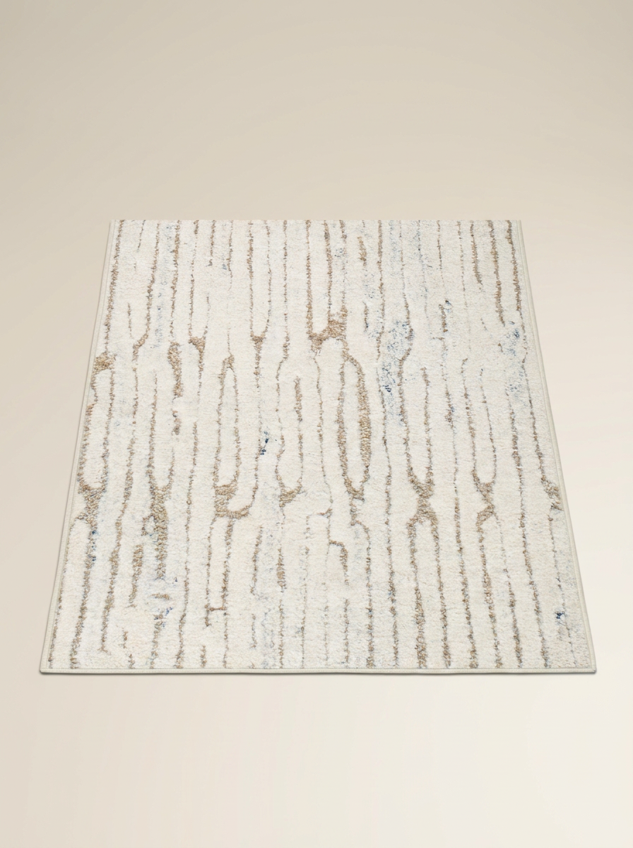 Oatmeal striped rug angled studio shot