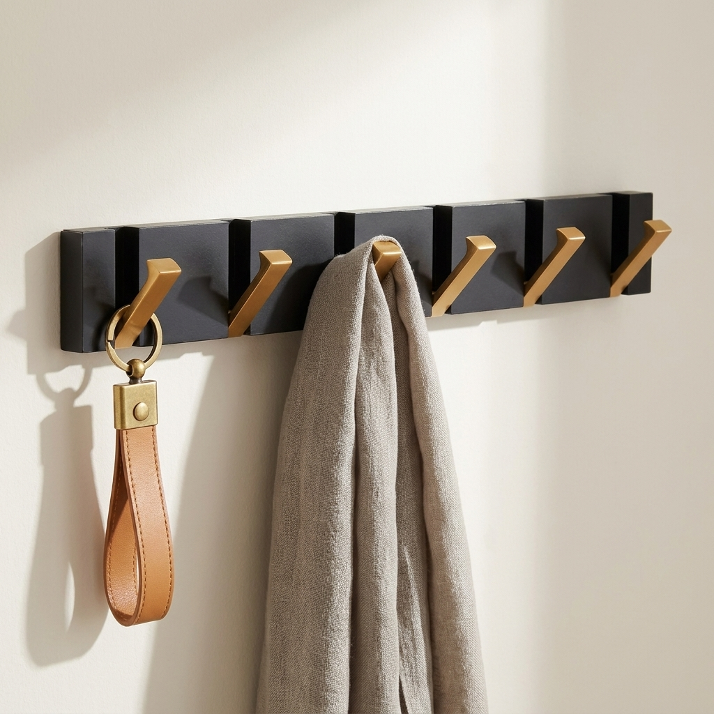 Foldable Wall Hook Rack — with linen scarf and key strap