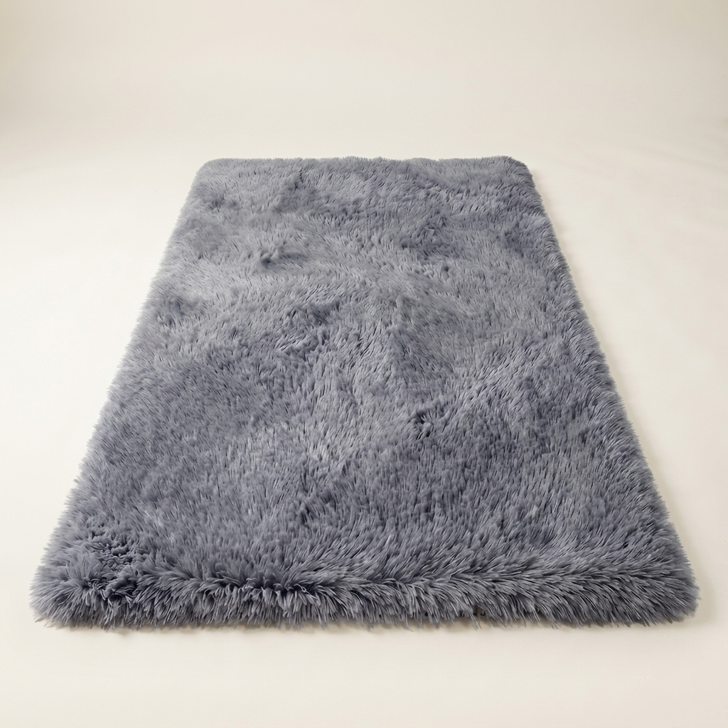 Long Pile Shaggy Area Rug — Grey