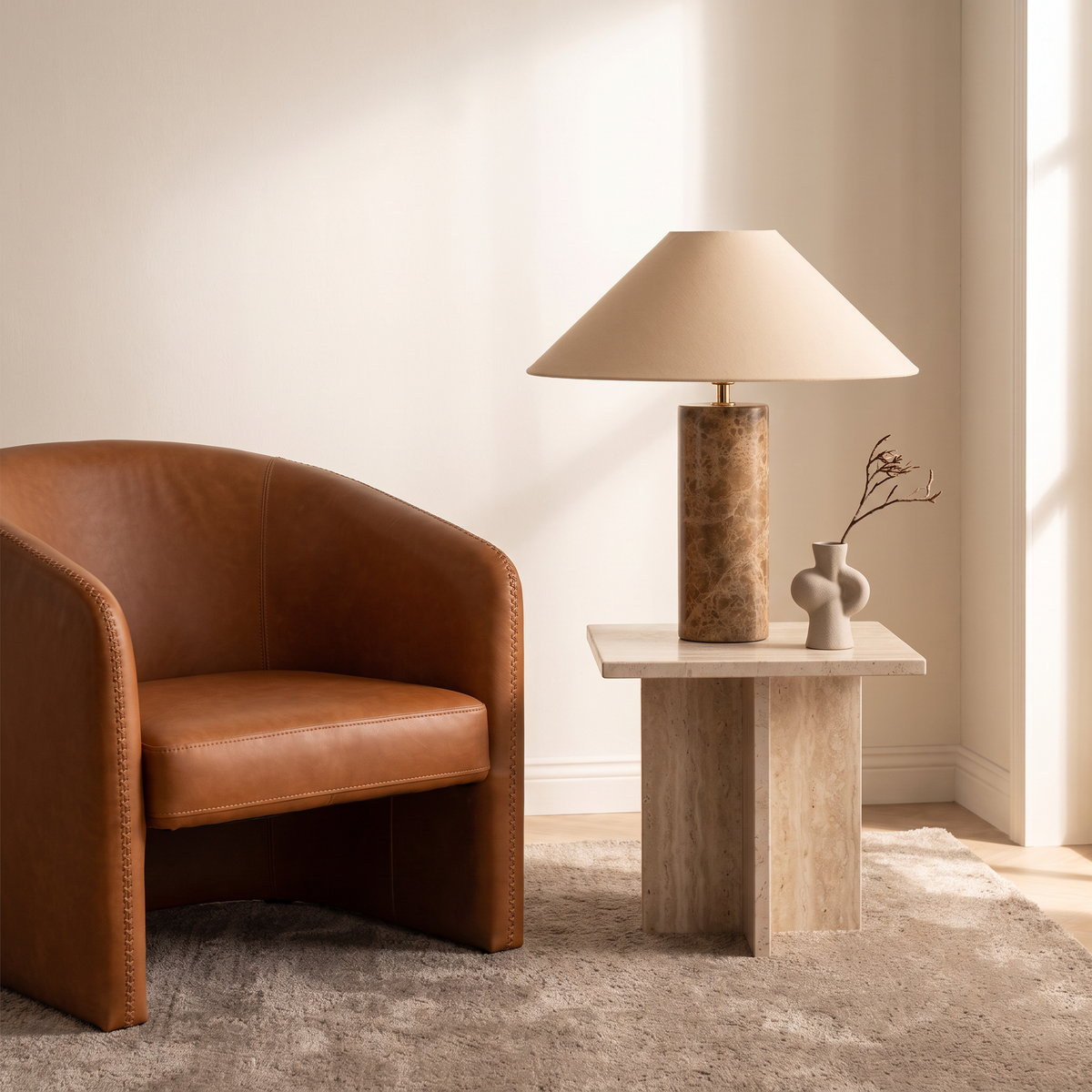 Aegean Stone Table Lamp — living room lifestyle