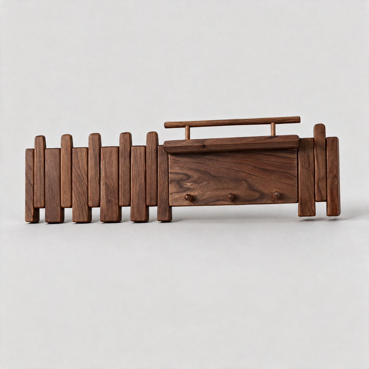 Cadence Oak Coat Rack — Walnut, 13 hooks