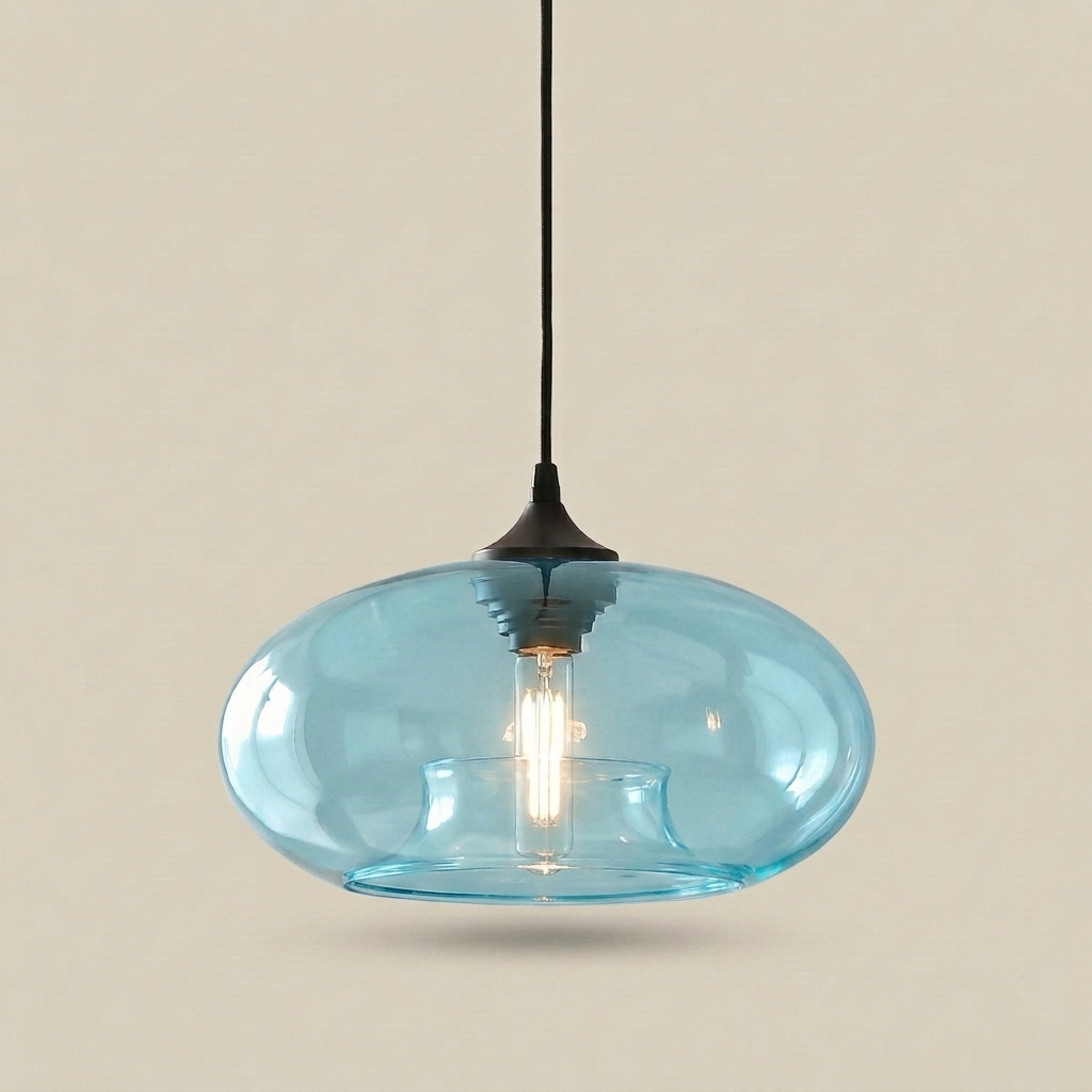 Tidewell Glass Pendant — Light Blue glass shade
