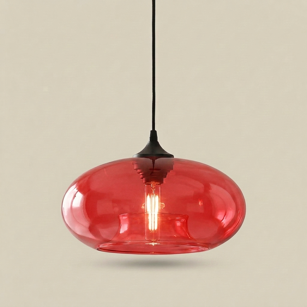 Tidewell Glass Pendant — Red glass shade