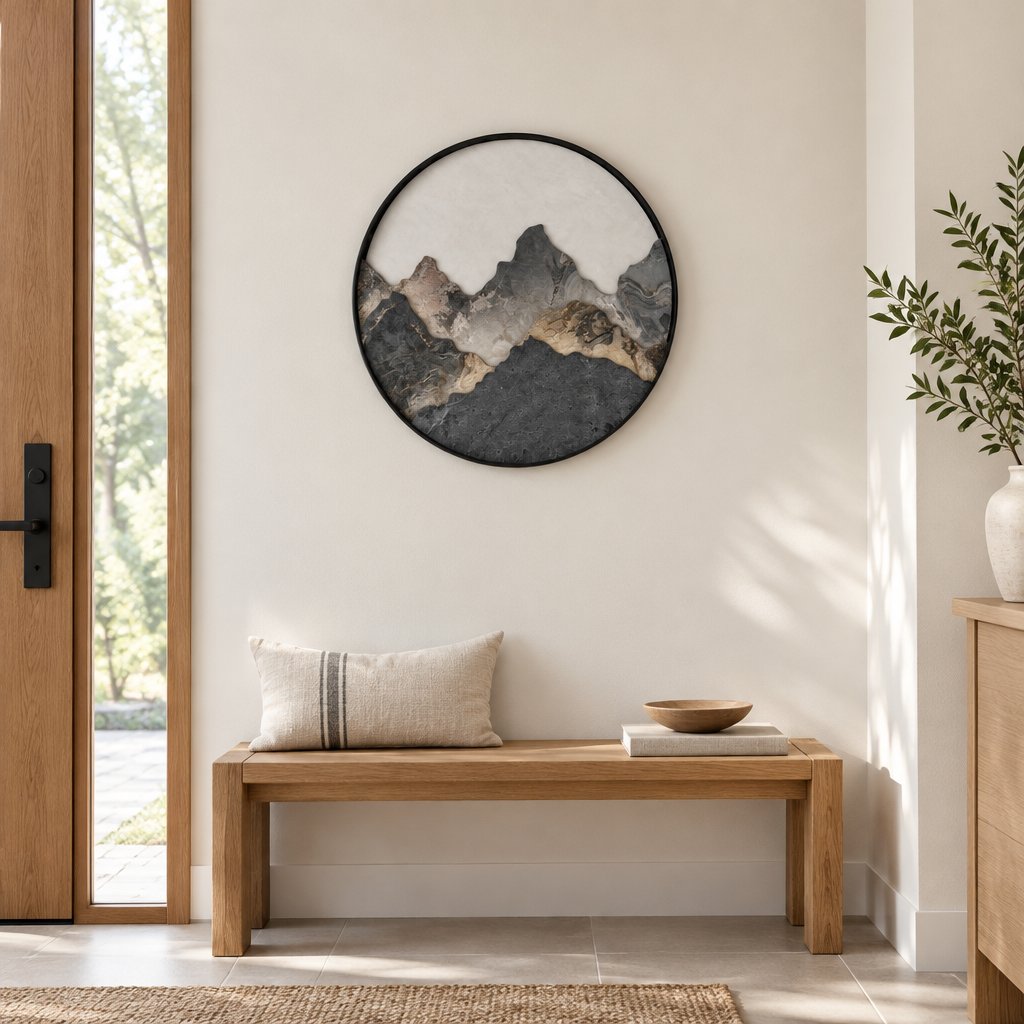 Mountain Wall Light switched off in a bright entryway
