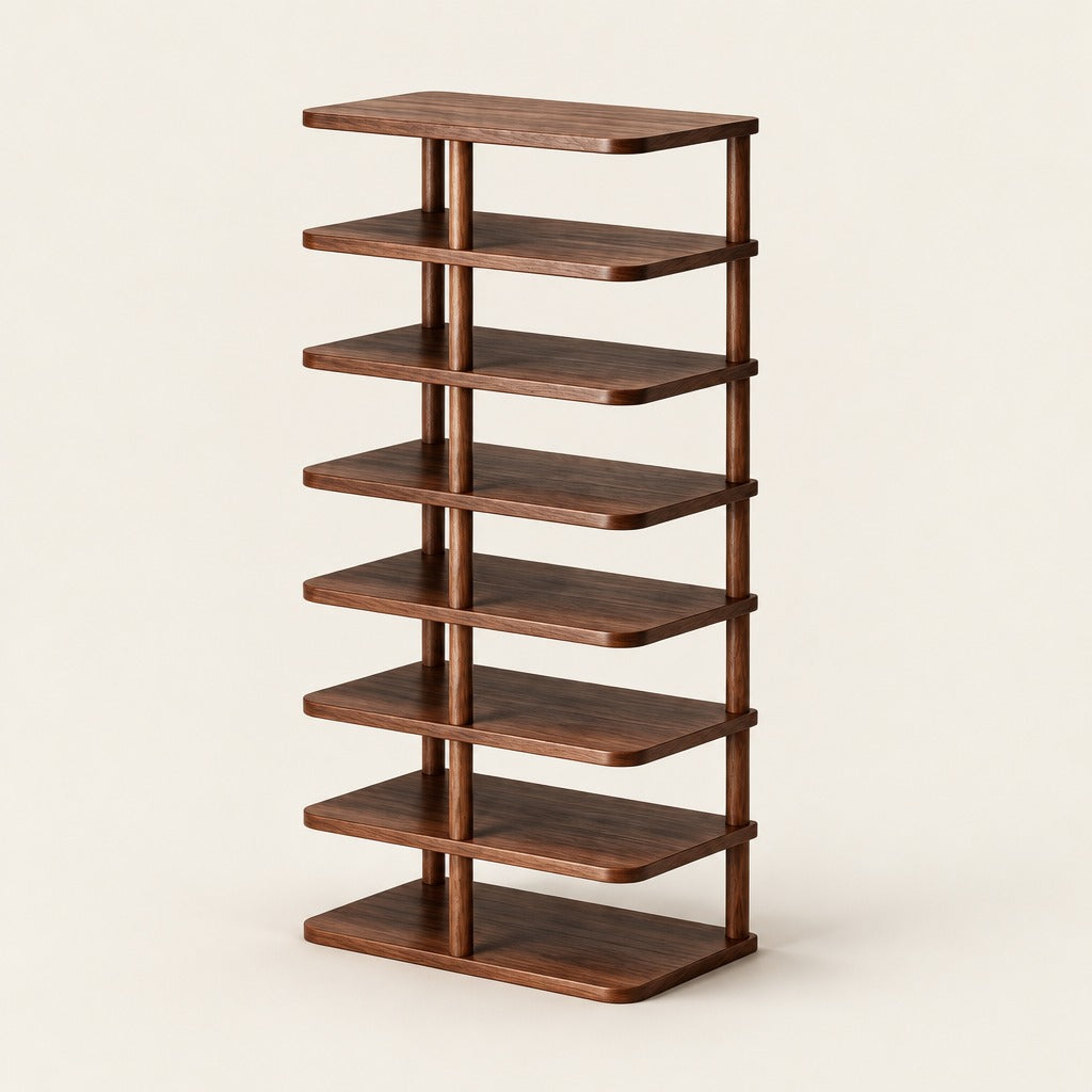Spire Shoe Tower, Walnut 8-tier Full