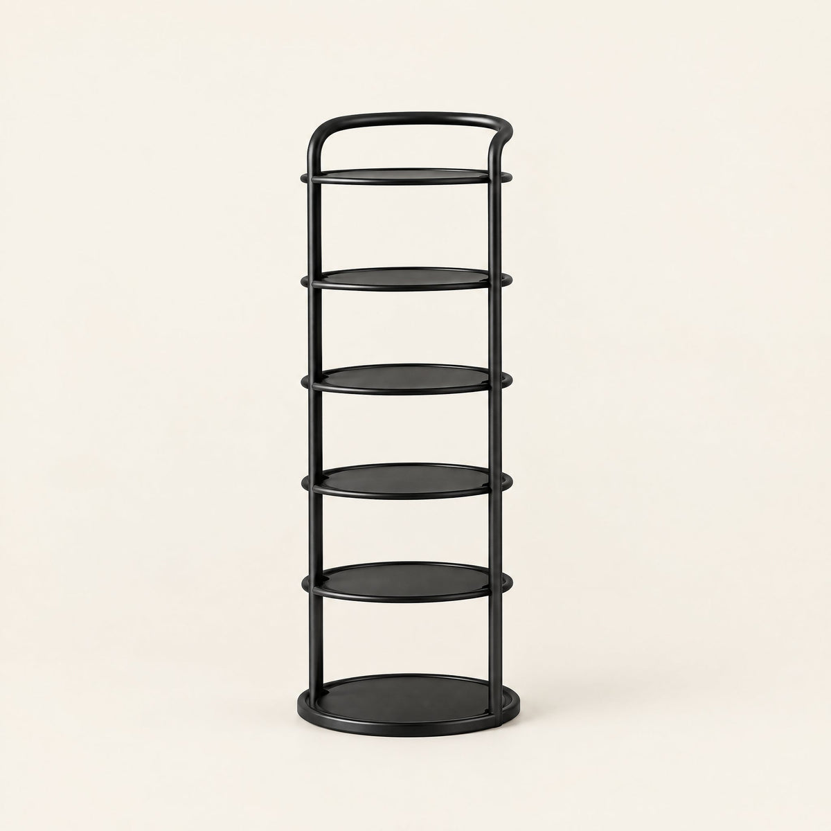 Vertex Round Shoe Rack — 6-Tier Black