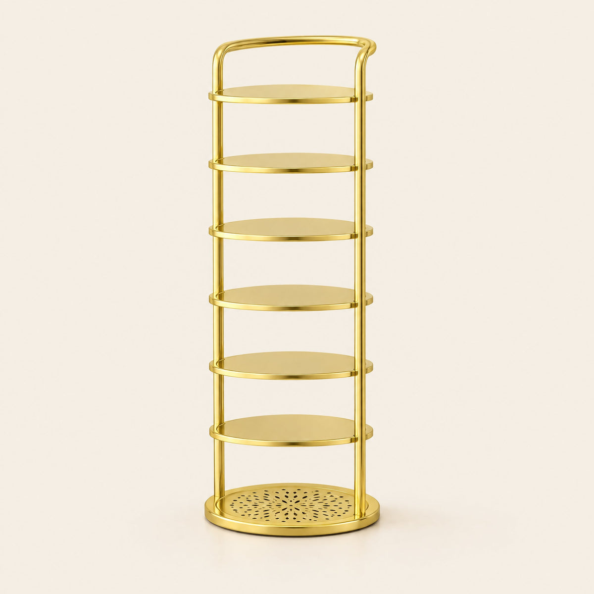 Vertex Round Shoe Rack — 7-Tier Gold