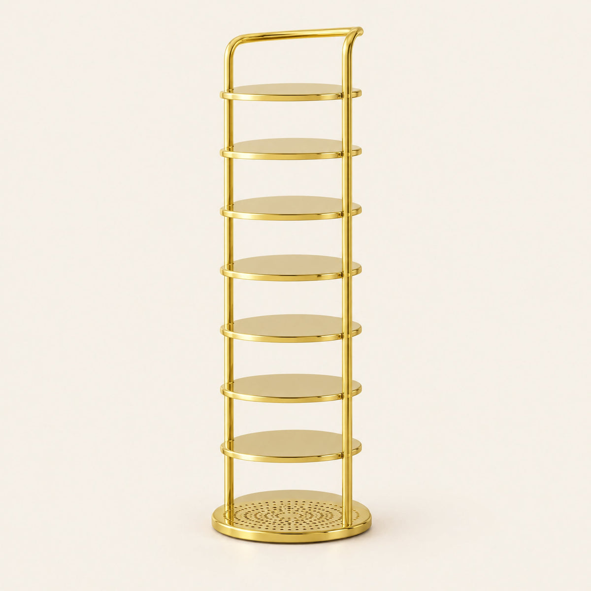 Vertex Round Shoe Rack — 8-Tier Gold