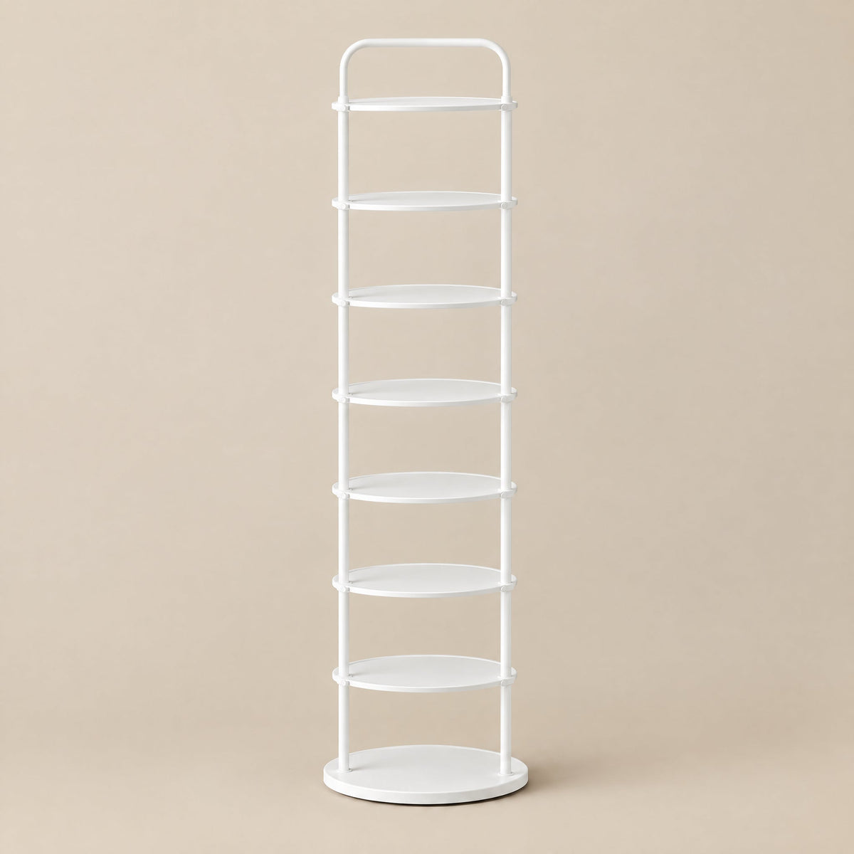 Vertex Round Shoe Rack — 8-Tier White
