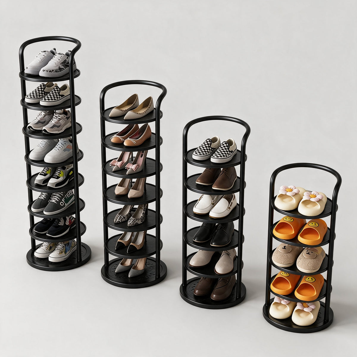 Vertex Round Shoe Rack — Black finish