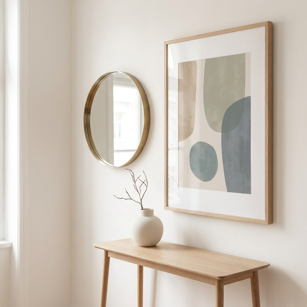 Wall Art & Mirrors collection — styled entryway wall vignette