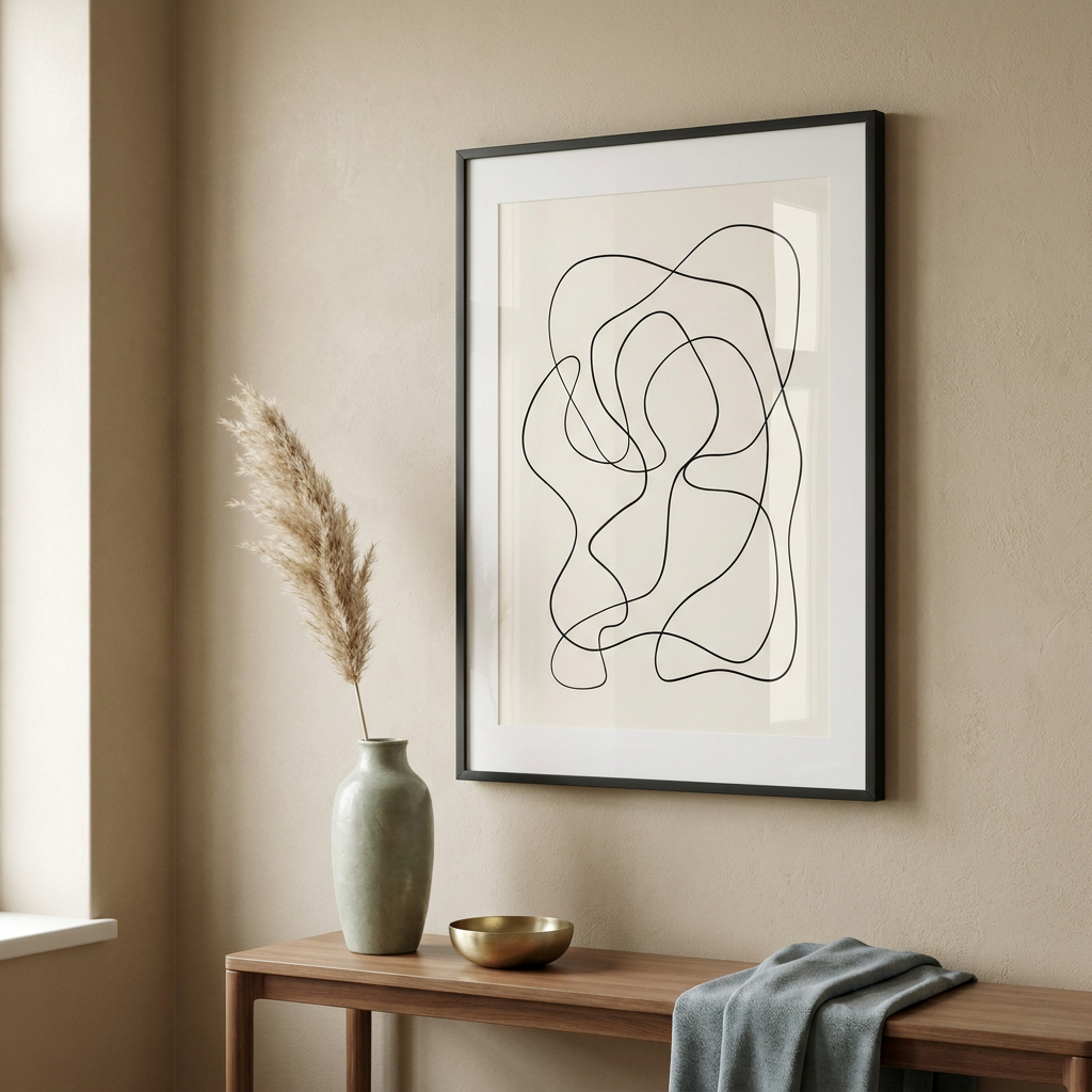 Wall Art & Prints collection — abstract line-art print vignette