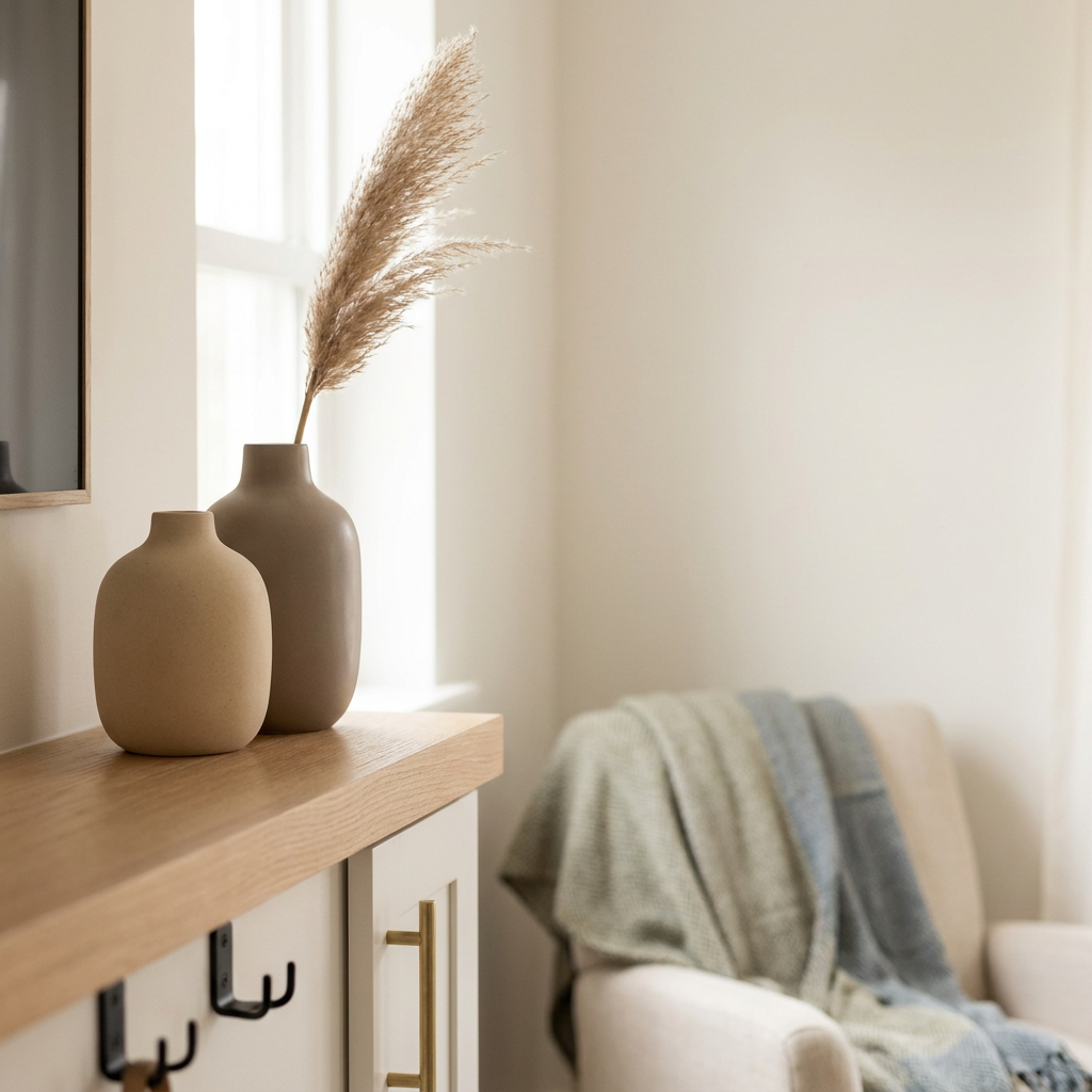 Vases & Bowls collection — ceramic vases on light wood shelf