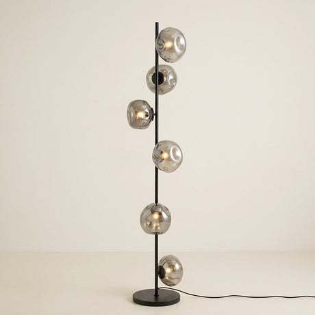 Auralis Glass Floor Lamp — Black frame, Smoky Gray glass hero