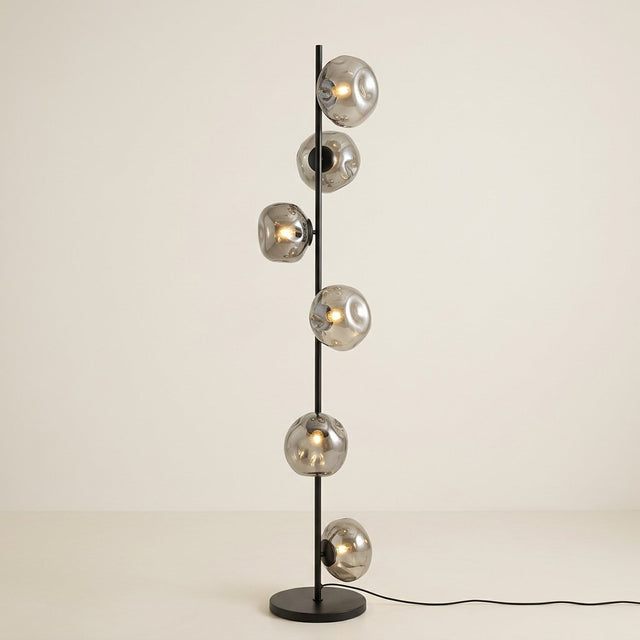 Auralis Glass Floor Lamp — Black frame, Smoky Gray glass hero