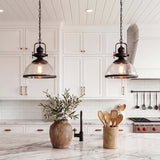 Foundry Glass Pendant — two pendants in a white kitchen