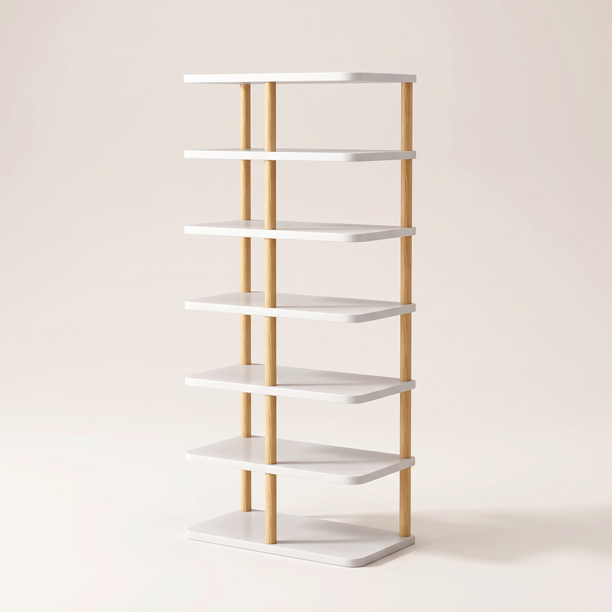 Spire Shoe Tower — hero, White 7-tier Full