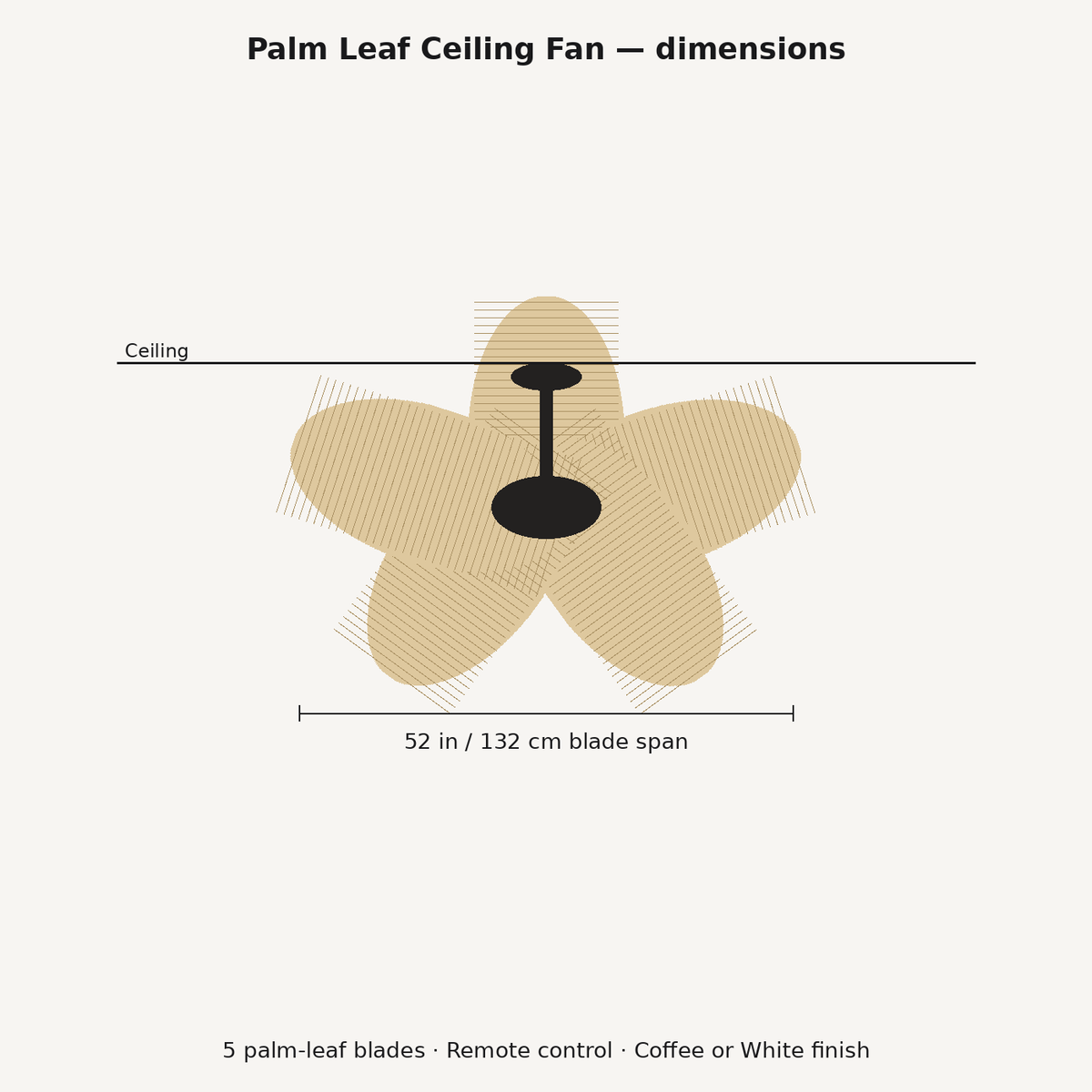 Palm Leaf Ceiling Fan — dimensions