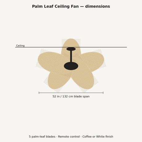 Palm Leaf Ceiling Fan — dimensions