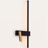 OsloGlow Wall Light - left orientation, black bar with brass reading spot