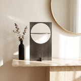 Horizon Disc Table Lamp — console lifestyle, disc closed